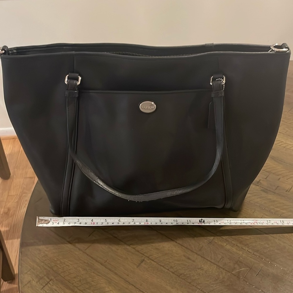 Coach black leather carry all Tote